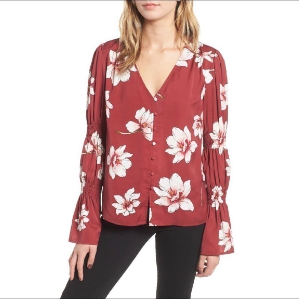 cupcakes and cashmere Christa Magnolia Printed Blouse